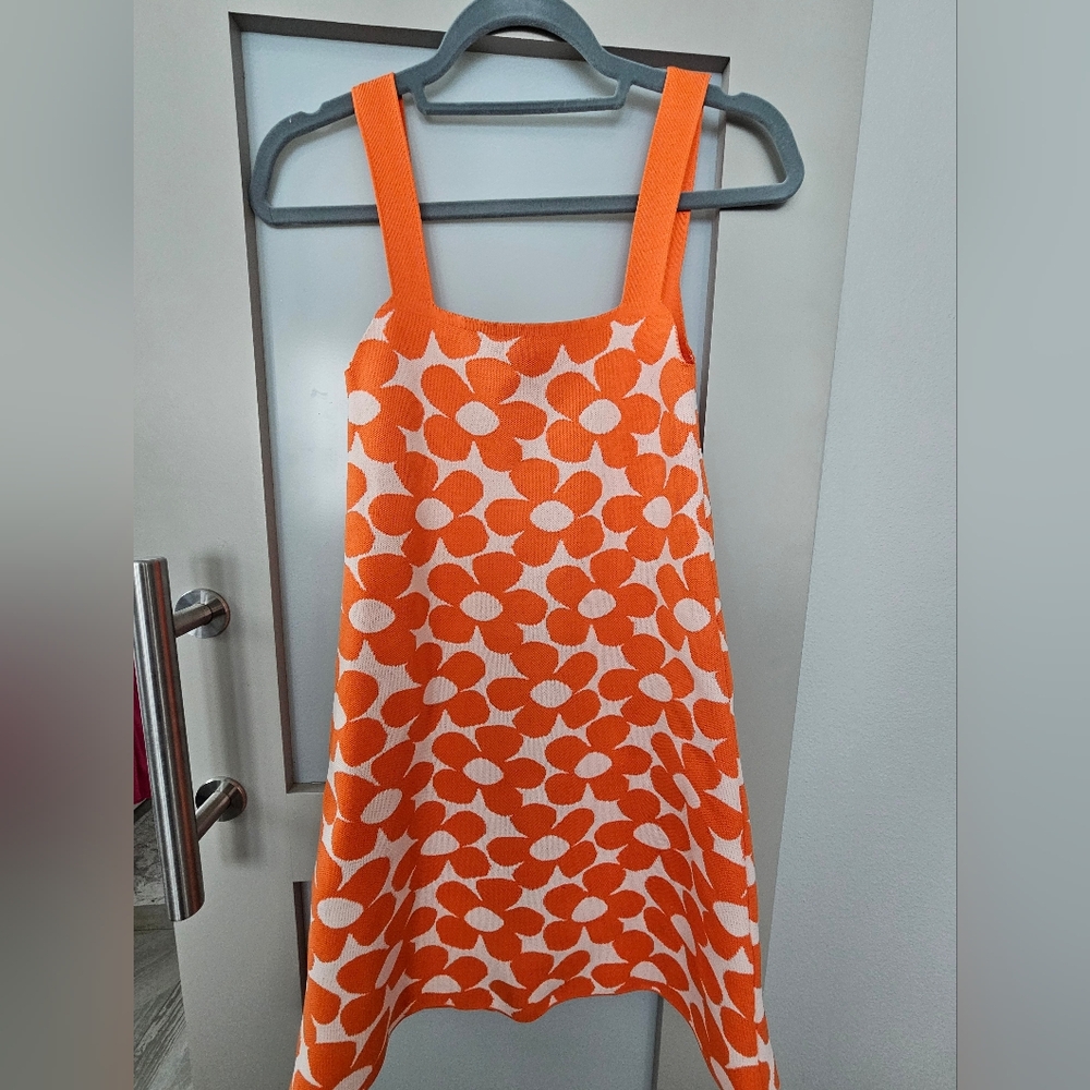 Zara Orange and White Floral Mini Dress